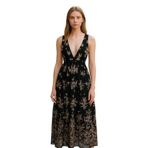 Southern Fried Chics Enchanted Sequin Evening Dress Rose Gold Black XS Maxi